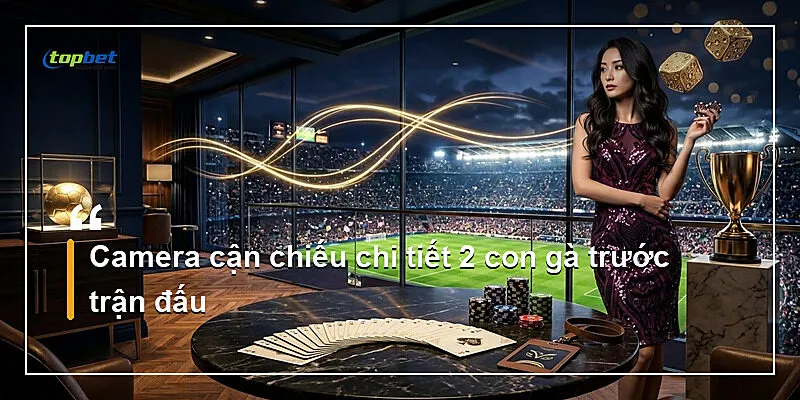 Camera cận chiếu chi tiết 2 con gà trước trận đấu