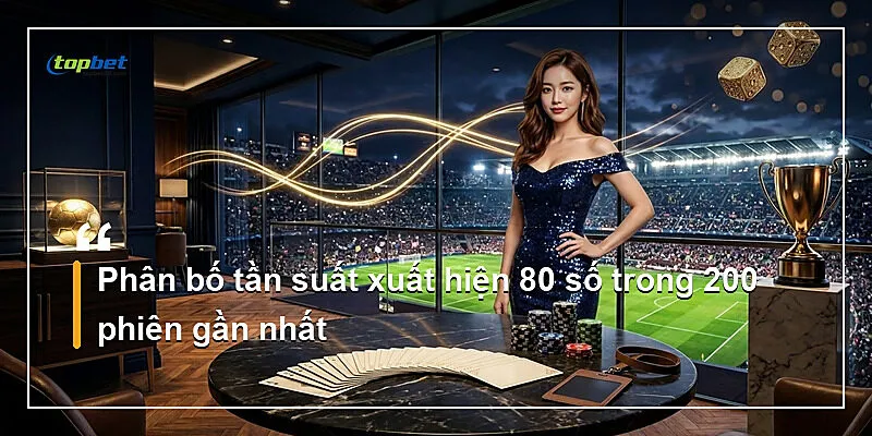 Phân bố tần suất xuất hiện 80 số trong 200 phiên gần nhất