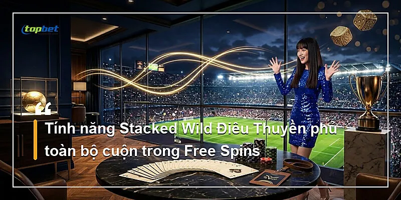 Tính năng Stacked Wild Điêu Thuyền phủ toàn bộ cuộn trong Free Spins