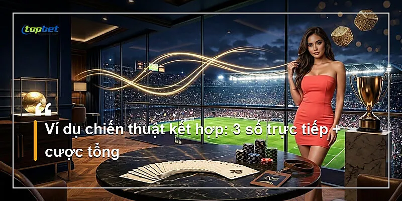Ví dụ chiến thuật kết hợp: 3 số trực tiếp + cược tổng