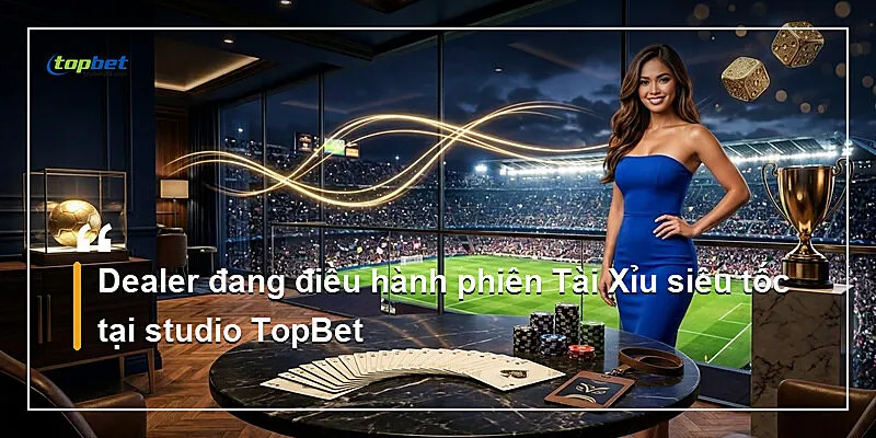 Dealer đang điều hành phiên Tài Xỉu siêu tốc tại studio TopBet