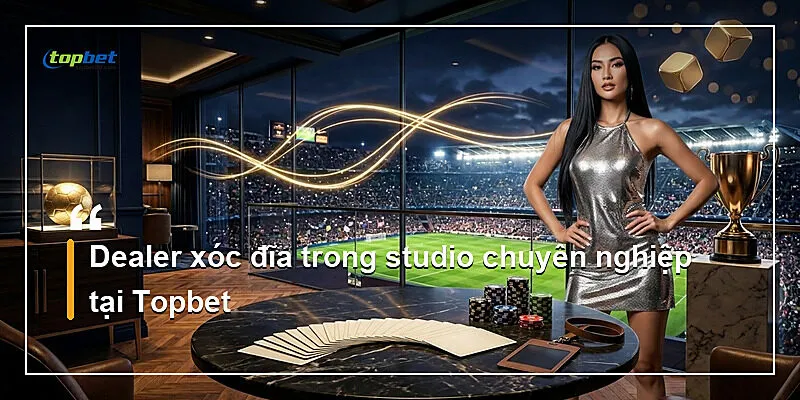 Dealer xóc đĩa trong studio chuyên nghiệp tại Topbet
